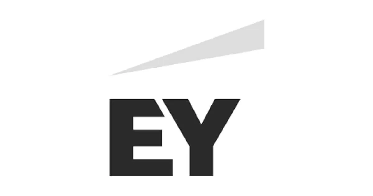 EY logo in black and white with upward-pointing triangle design