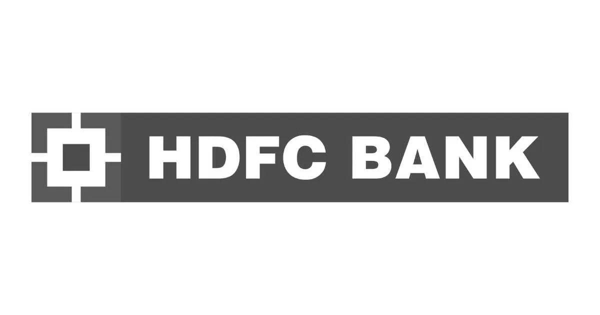 HDFC Bank logo featuring a white square with a dark background.
