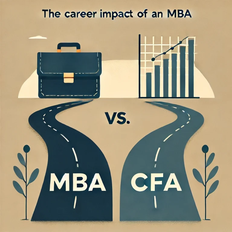 Minimalist comparison of career paths between an MBA and CFA.