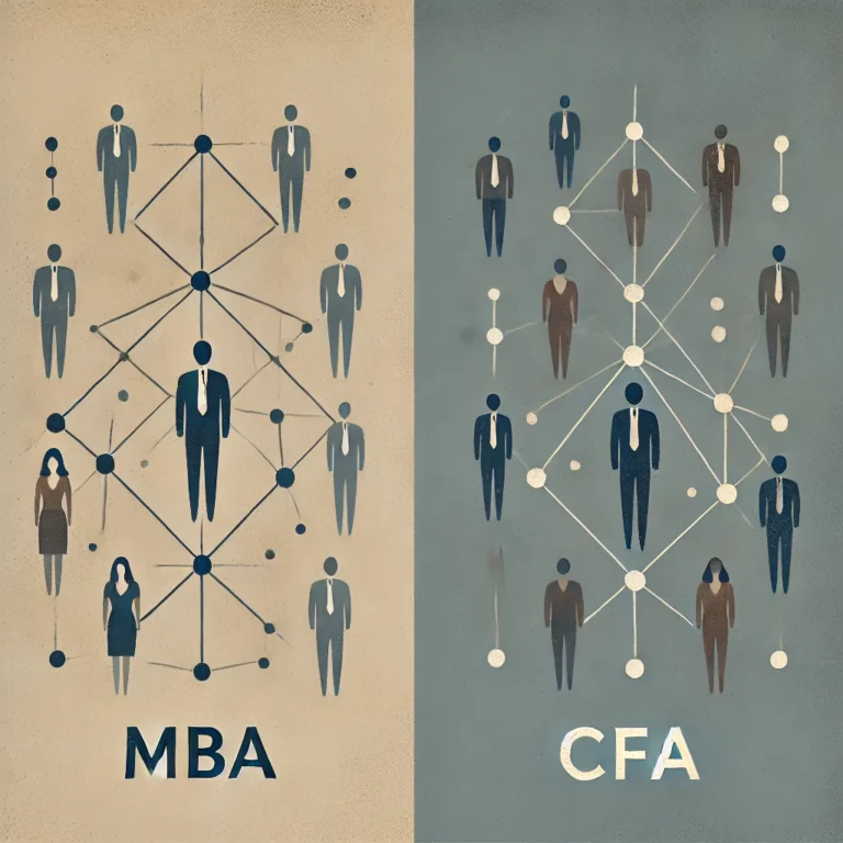 Minimalist representation of MBA versus CFA networking opportunities.
