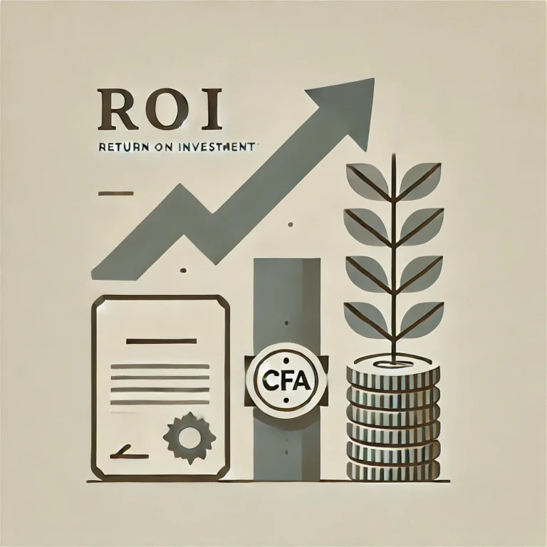 Minimalist symbols of financial growth and certification representing CFA ROI.