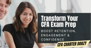 wo colleagues smiling and discussing ways to transform CFA exam preparation