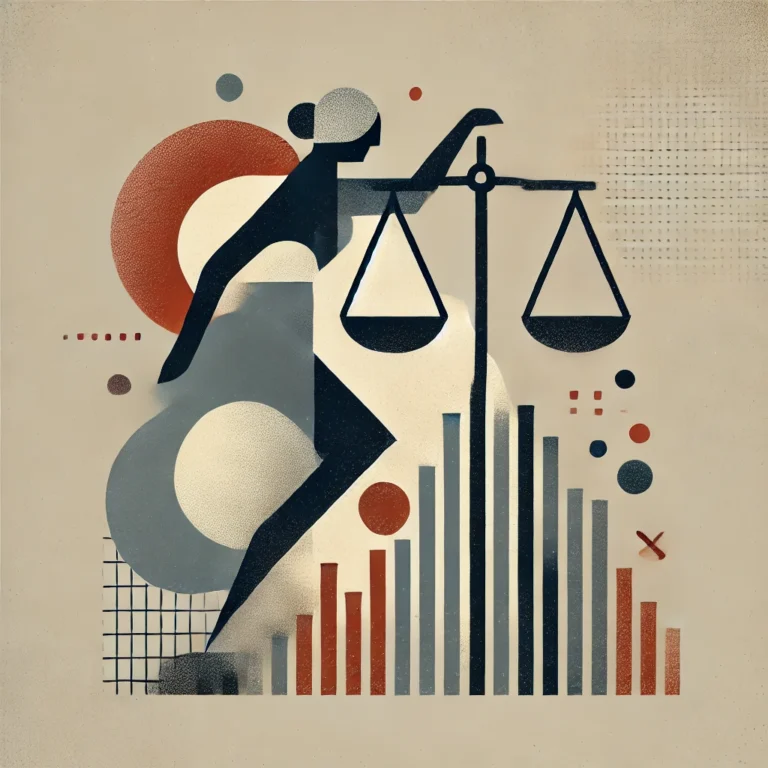 Minimalist image symbolizing the real-world implications of ethical lapses in finance with abstract elements like a broken scale and falling graph.
