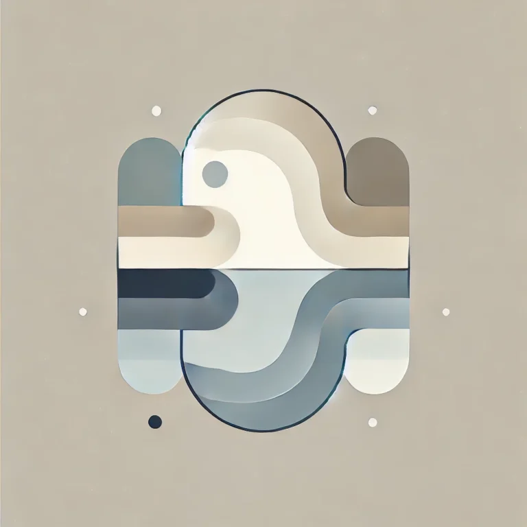 Minimalist image symbolizing reflection and introspection in ethics with abstract elements like a mirror and calm water ripples.