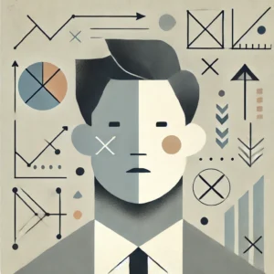 Minimalist featured image with a contemplative face and abstract financial symbols for a CFA Level 1 derivatives article.