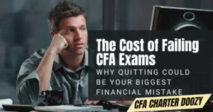 Professional reflecting on the cost of failing CFA exams and potential financial impact of giving up.