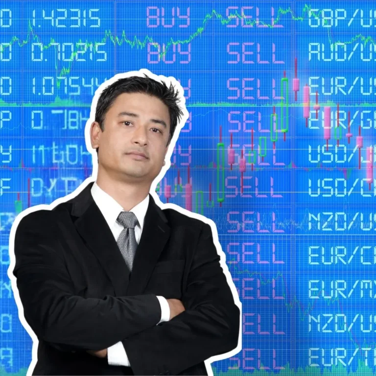 A confident financial professional in front of a trading screen, showcasing expertise gained from the CFA Candidate Body of Knowledge (CBOK).