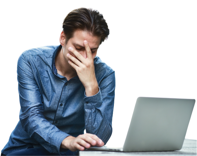 A stressed CFA candidate reacting to exam failure, highlighting the financial and career opportunity cost of failing the CFA exam.