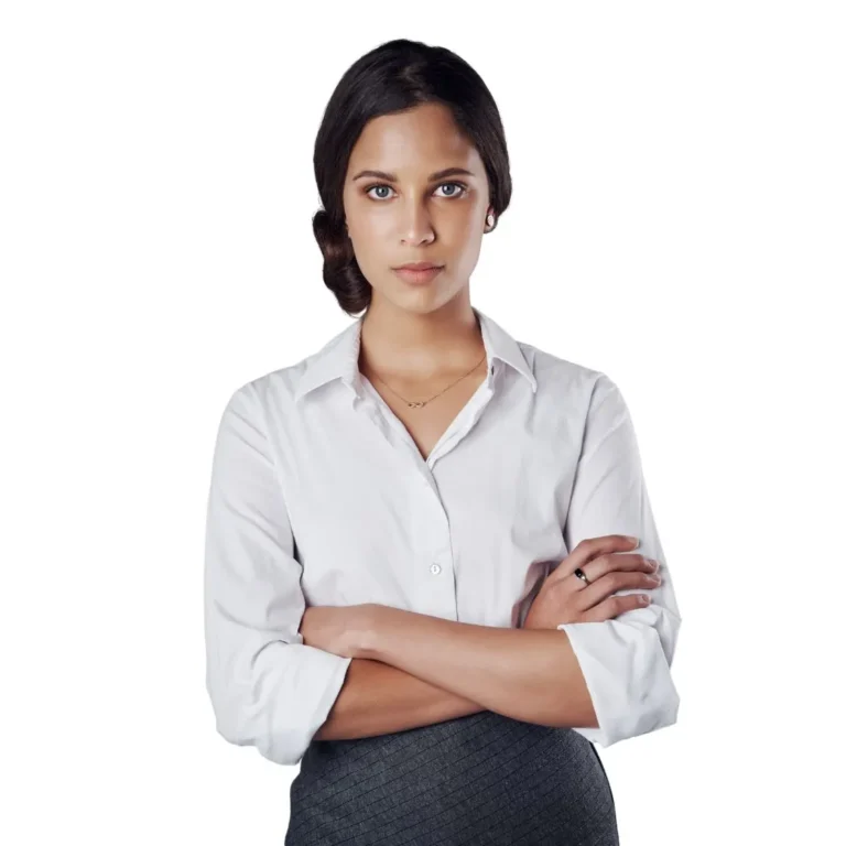 Professional woman standing confidently with arms crossed, representing CFA Level 3 candidate