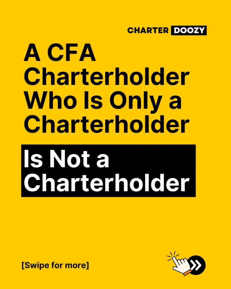 Bold black and yellow text stating, "A CFA Charterholder Who Is Only a Charterholder, Is Not a Charterholder."