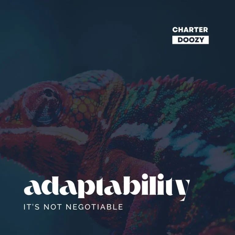 A colorful chameleon with the text "Adaptability – It’s Not Negotiable."