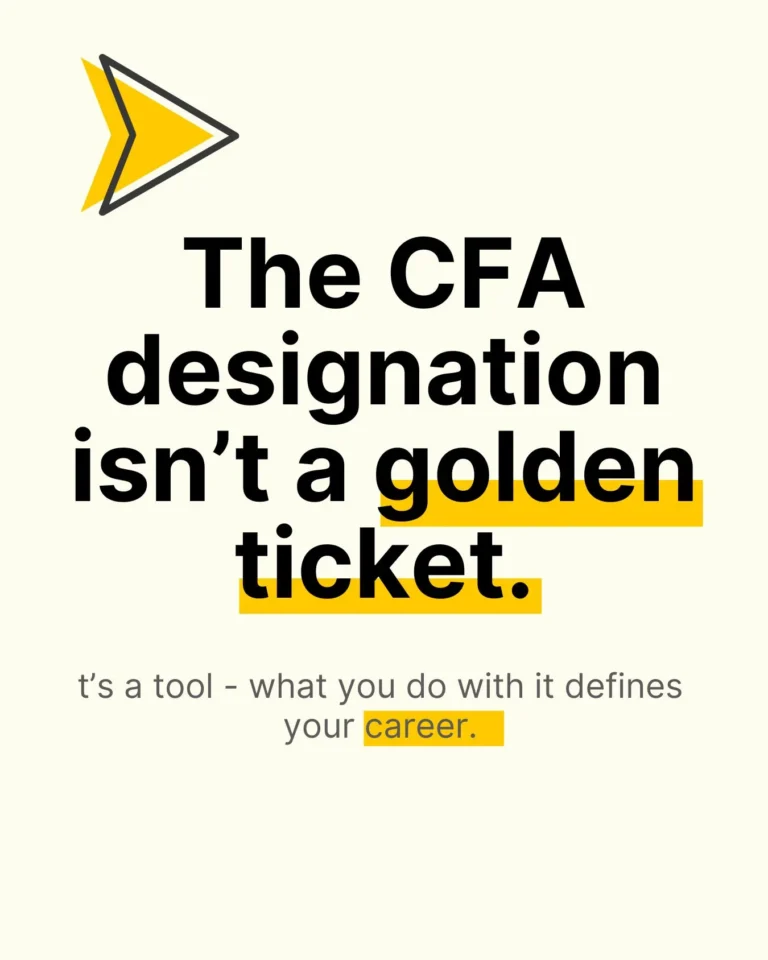 A slide emphasizing that the CFA designation is not a guaranteed career shortcut.