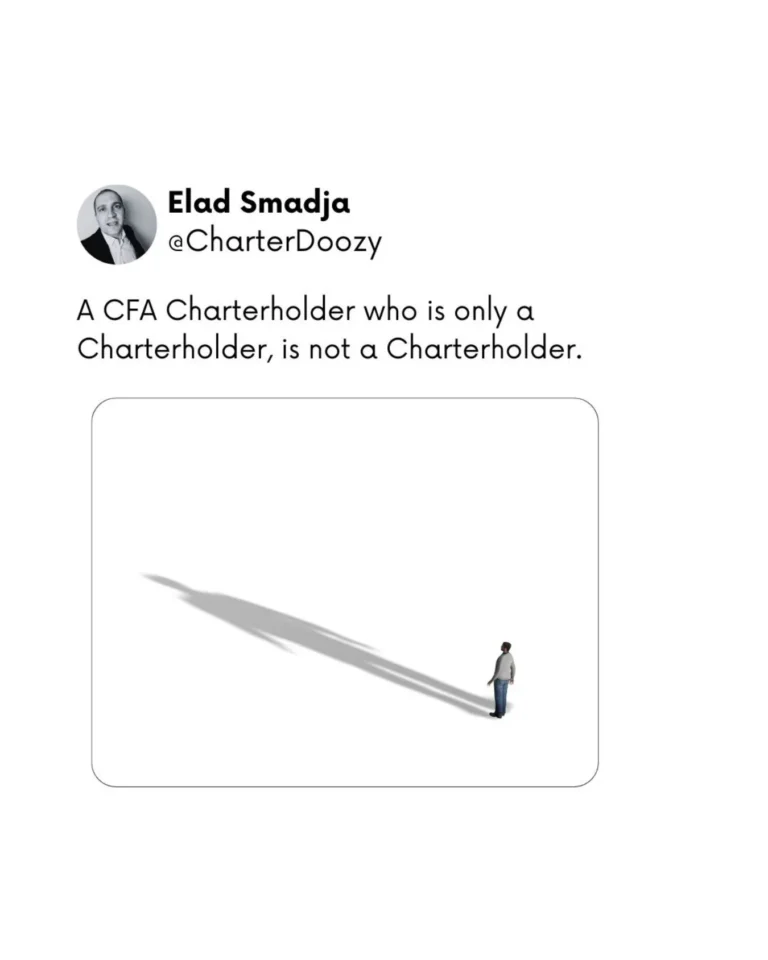 A minimalist image showing a lone figure with a long shadow, symbolizing that being a CFA Charterholder is about more than just the title.