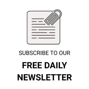 Icon of newsletter with paperclip and text “Subscribe to Our Free Daily Newsletter”