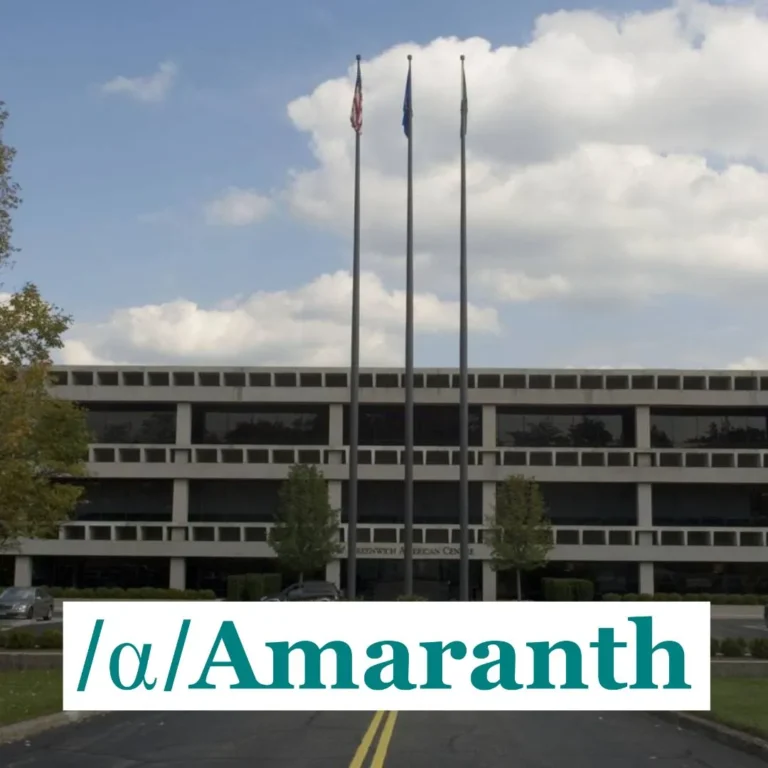 Amaranth Advisors hedge fund office building with empty flagpoles