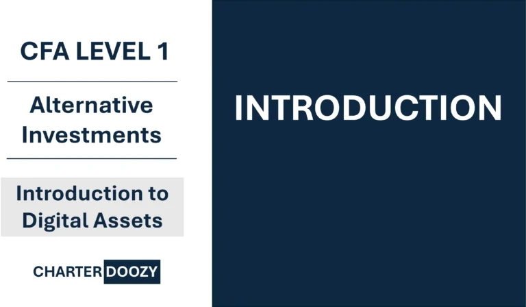 CFA Level 1 slide introducing digital assets in the Alternative Investments section