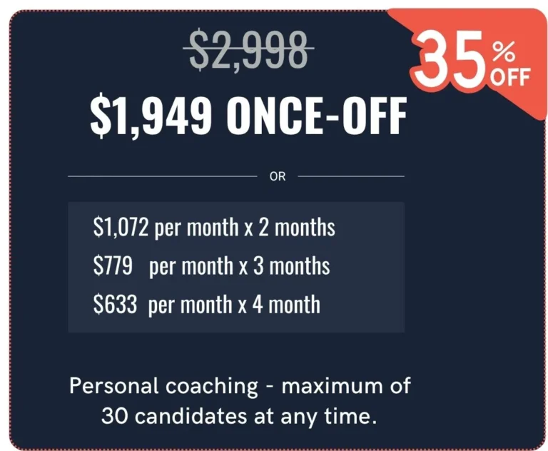 Charter Doozy coaching pricing: $1,949 once-off or monthly plans from $633 to $1,072