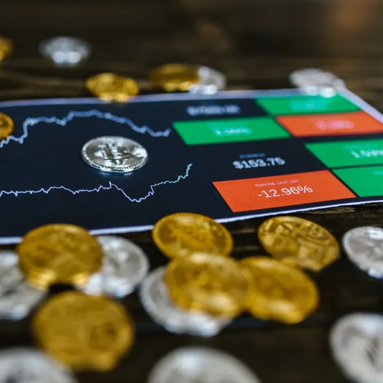 Coins and crypto market chart displaying price changes and volatility