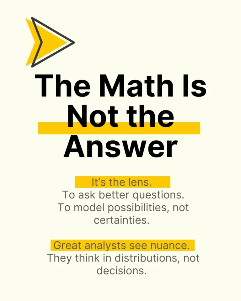 Text slide explaining math isn’t the goal—thinking is