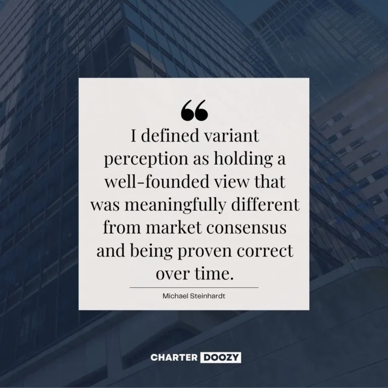 Michael Steinhardt explains variant perception in investing, defining non-consensus thinking.