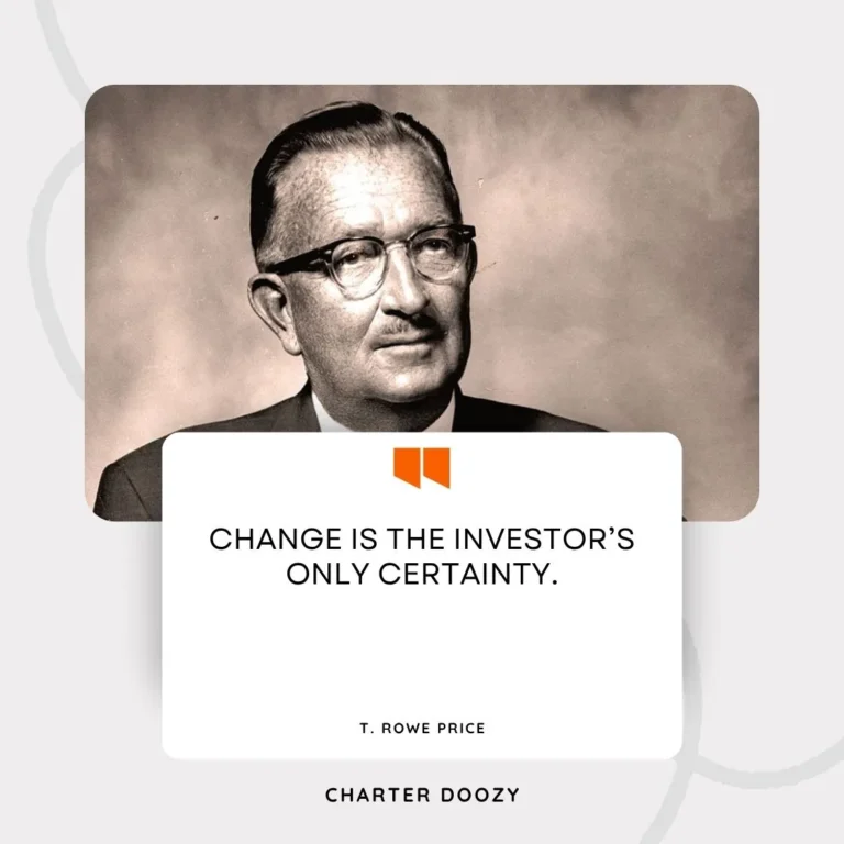 T. Rowe Price portrait with quote about change being the only certainty in investing.