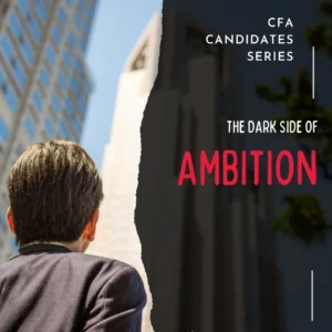 Back view of a man in a suit looking up at tall buildings, symbolizing ambition and its challenges for CFA candidates