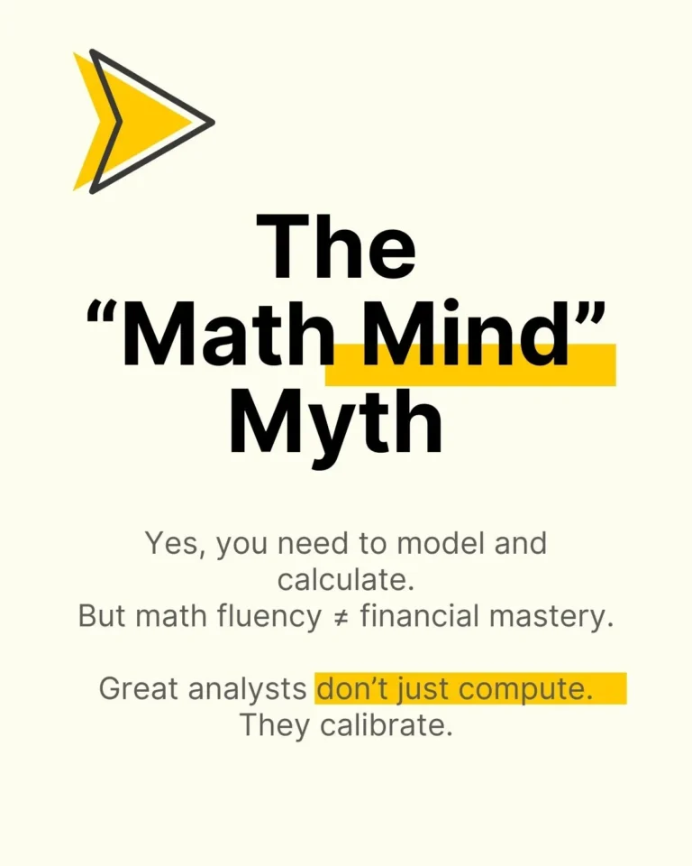 Text slide busting the myth that math skills = finance mastery