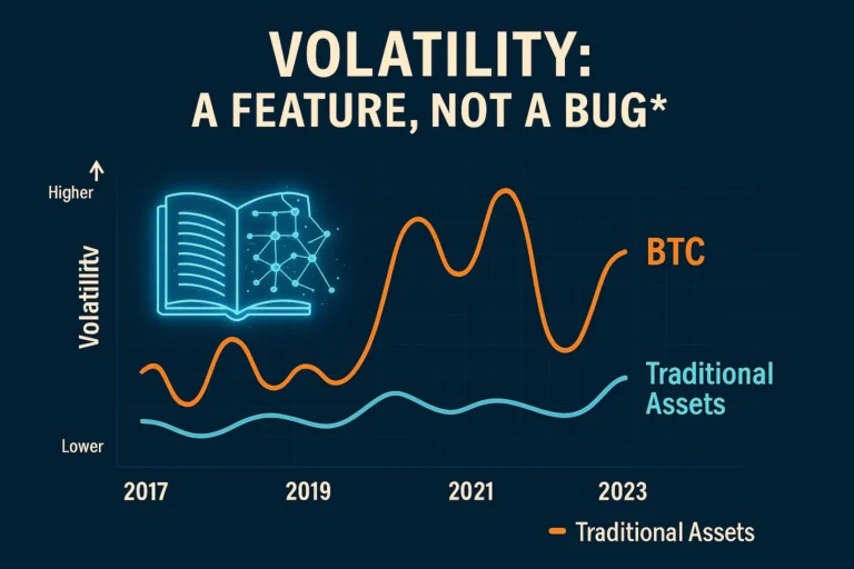 Graph comparing Bitcoin (BTC) and traditional asset volatility over time