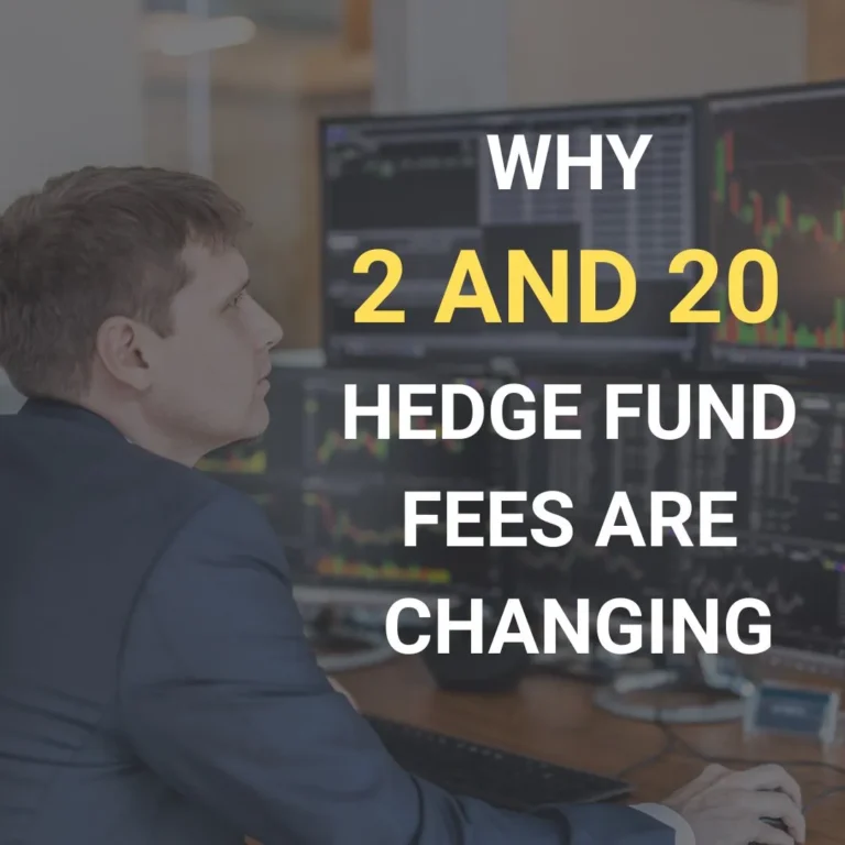 Hedge fund manager analyzing markets with article title overlay