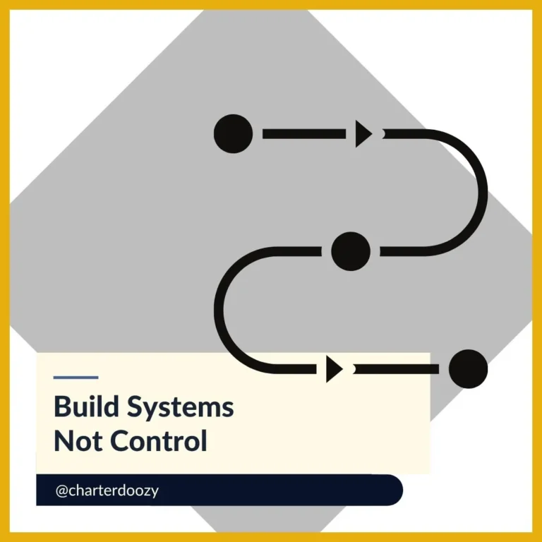 Stylized roadmap with nodes and arrows, labeled "Build Systems Not Control"